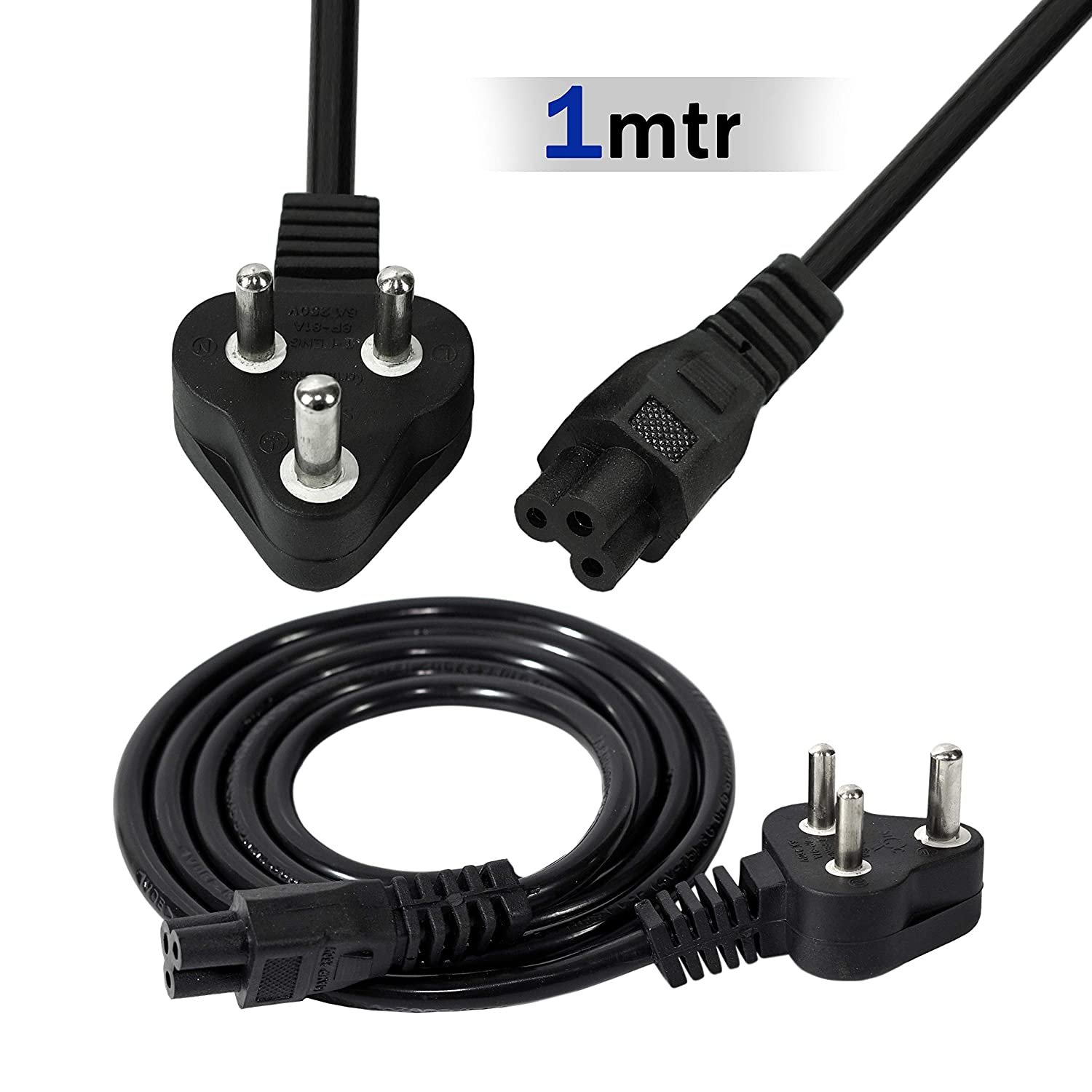 Laptop Universal Adapter Power Cable 3 Pin ( 1M, Black) Royal