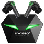 Riviera® Newly Launched Wireless R003 Smart Earbuds with 12 Hrs Playtime Bluetooth 5.1, Gaming Low Latency, HD Stereo Calls, Punchy Bass, Fast TypeC Charging & IPX4 TWS (Black)