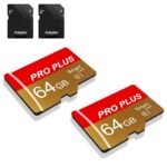 2 Pack Memory Card 64GB with SD Adapter, High Speed Micro SD Card, UHS-I C10 A1 U3 Memory TF Card for Tablet/Mobile Phone/Camera/Car Audio/Game Console (TF162 Red Gold 64GB)