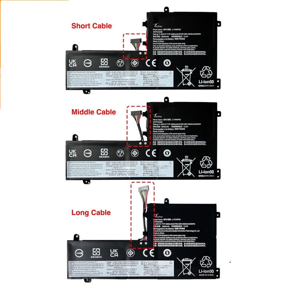 Techie Battery for Lenovo L17M3PG2 – Lenovo Legion Y7000, Y740-15IRHG Series Laptops (Short Cable, 4800mAh, 3-Cell) - Image 3