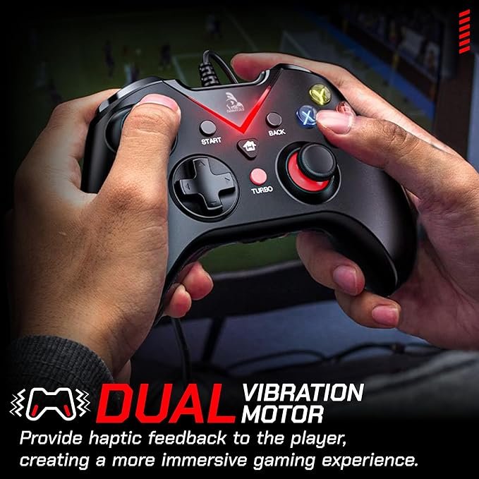 TAG Gamerz G1000 USB Wired Gamepad For PC/PS3, Pressure Sensitive Analog Triggers, Haptic feedback, Accurate Joystick, Game Controller With Ergonomic Design, Plug & Play Joypad, Supports Windows 10/11 - Image 4