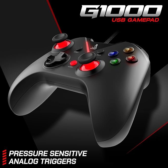 TAG Gamerz G1000 USB Wired Gamepad For PC/PS3, Pressure Sensitive Analog Triggers, Haptic feedback, Accurate Joystick, Game Controller With Ergonomic Design, Plug & Play Joypad, Supports Windows 10/11 - Image 2