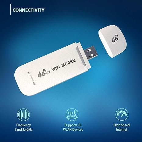 ZEORGIA 4G LTE USB WiFi Dongle with All SIM Network Support | Plug & Play Data Card with up to 150Mbps Speed WiFi Hotspot | WiFi Router for 10 People (ZR-UD-002 (White)) - Image 2