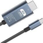 USB C to HDMI Cable 2M, 4K @60Hz Type-C to HDTV Cord, 6.6Ft Thunderbolt 3/4 to HDMI Braided Cord, Compatible with MaC-Book Pro/A-ir, i-Mac, IP-ad Pro, Smartphone, Surface(4K UHD 60hz)