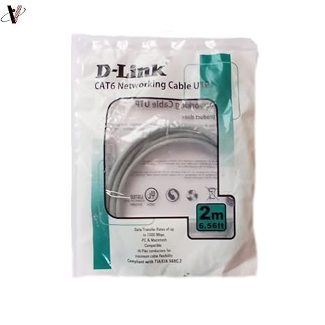 D-Link RJ45 Cat 6 Patch Cord for Modem (Grey, 2 m) - Image 2