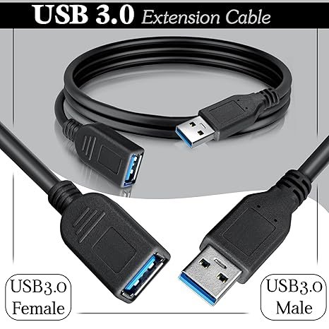 USB 3.0 Male A To Female A Extension Cable SuperSpeed 5GBps For Laptop/PC/Mac/Printers (150cm - 4.5 Foot - 1.5M), Black - Image 4