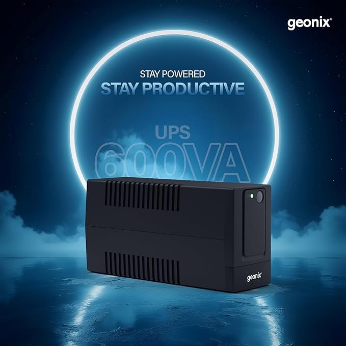 Geonix GXUPS600VA UPS 600VA/360W, Uninterrupted Power Supply System for Desktop PC Computers, Voltage Regulator, Auto Restart, Cold Start Function, BIS Approved, 2 Years Warranty, Black - Image 4