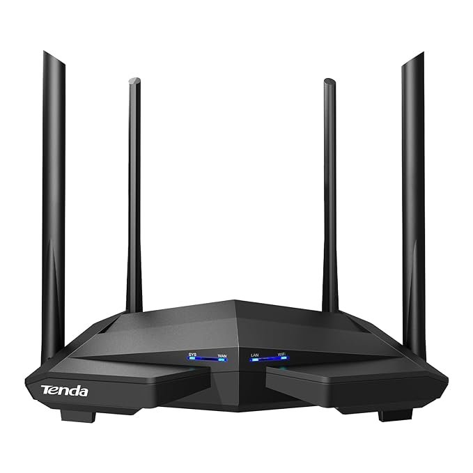 Tenda AC10 AC1200 Wireless Smart Dual-Band Gigabit WiFi Router, MU-MIMO, 4 Gigabit Ports, 867Mbps/5 GHz+ 300Mbps /2.4GHz, Support VPN Server, WiFi Schedule, (Black, Not a Modem)