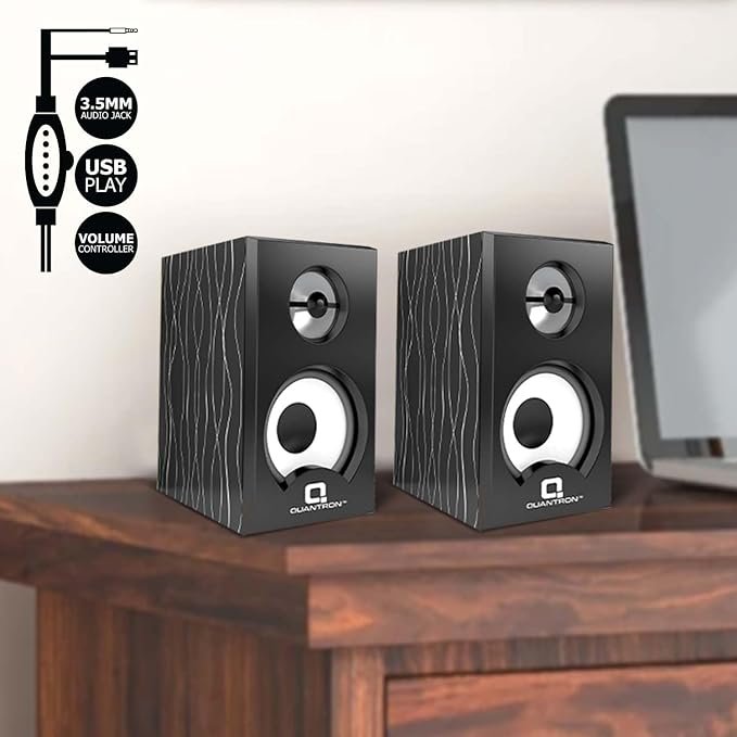 Quantron Computer Speaker QWS-1205 USB 2.0 with 3.5MM Audio Jack, Heavy bass with Stereo Sound 3 x 2 watts - Image 4