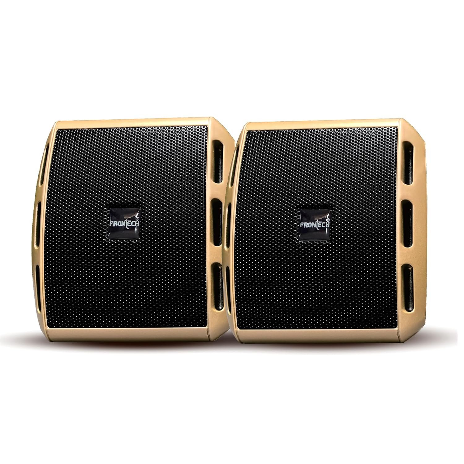 FRONTECH 2.0 USB Powered Multimedia Speakers with Foam Edge | 6W Output Power | AUX/USB Connectivity | for Laptop, PC, Mobile | Volume Control (SPK-0010, Black/Gold)